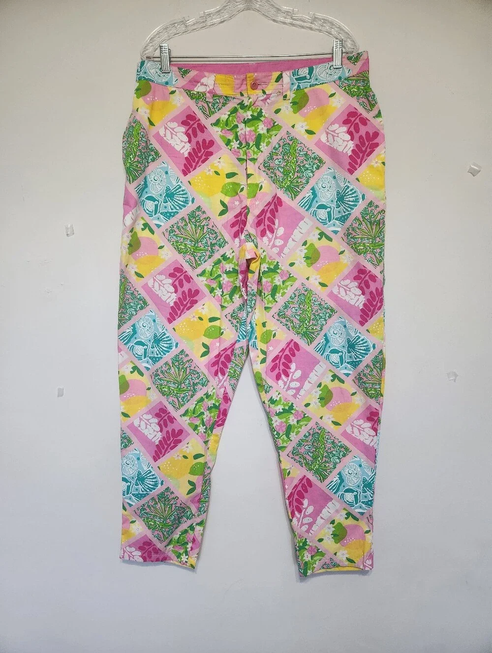 Vintage Lilly Pulitzer Men’s Resort Pants Bright Tropical Patchwork Preppy 36